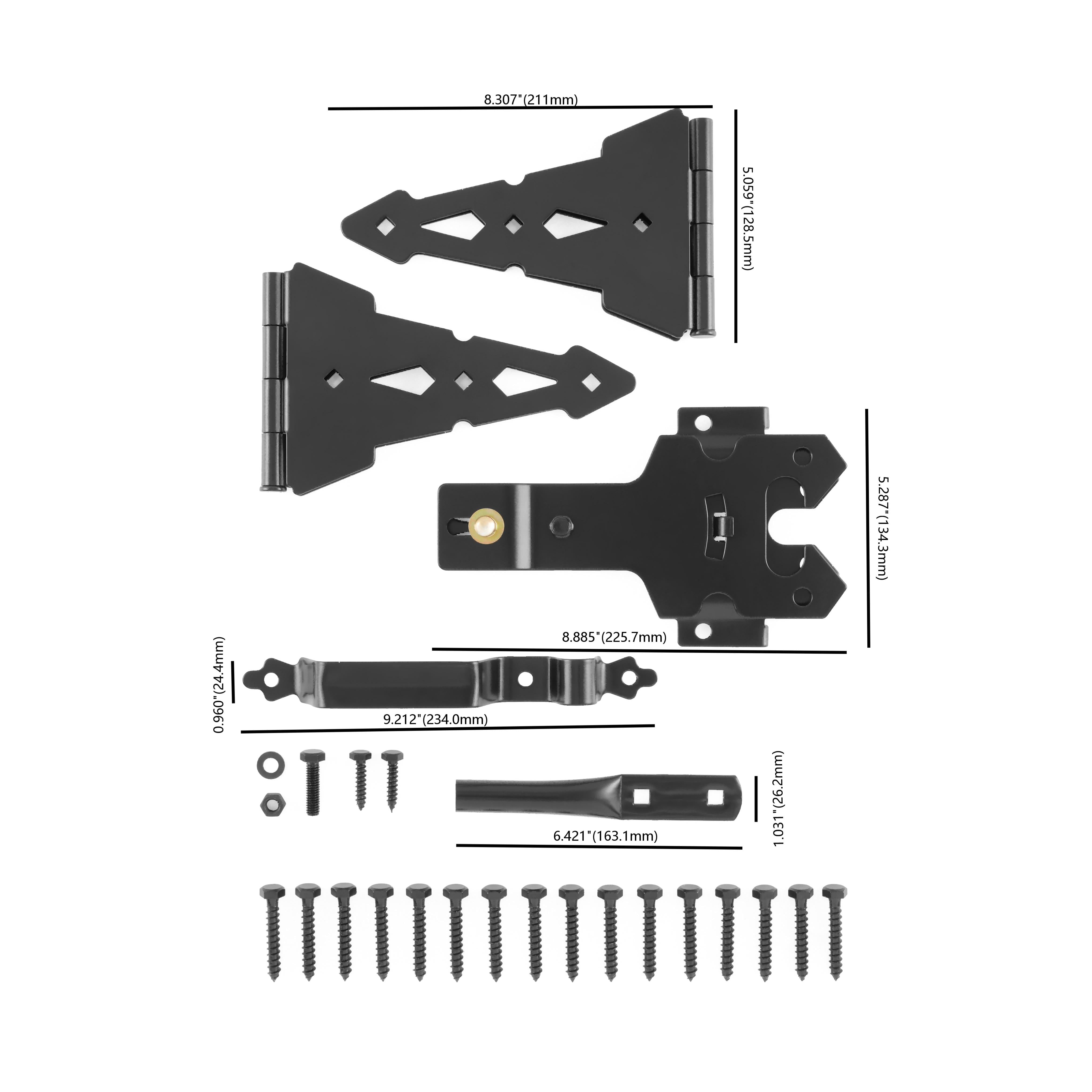 Hyper Tough 8 inch Black Deluxe Steel Latch Gate Kit,Mounting Hardware Included