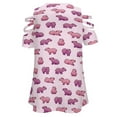 thumbnail image 5 of Capybara Pink Womens Summer V Neck Zipper Top Short Sleeve T Shirt Off Shoulder Top Casual Classy Loose Shirts, 5 of 7