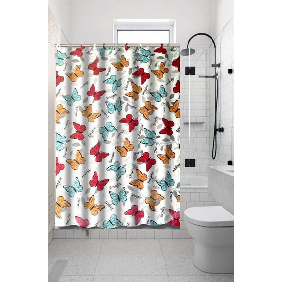 13PC MIX BUTTERFLY Hotel Desing Collection Bathroom Shower Curtain With 12 Cover Hooks