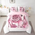 thumbnail image 2 of Manfei Fashion High Heels 7-Piece Bedding Comforter Set,Pink Flower Perfume King Bedding Sets,Romantic Valentine'S Day Bed Sheets For Adults,Super Cozy Room Decor Reversible, 2 of 8