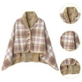 thumbnail image 6 of Esquirla Poncho Blanket Cozy for Adults with Buttons Cape for Home Bed Sofa Office Winter Camel 80x130cm, 6 of 8