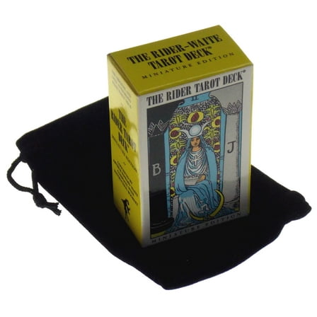 Mini Rider Tarot Deck Set - Miniature Edition With Black Velour Storage Bag
