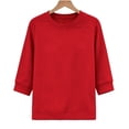 thumbnail image 2 of OGLCCG 3/4 Sleeve Sweatshirts for Women Fall Winter Crewneck Women's Pullover Top Loose Fit Basic Fleece Sweatshirts,S-XXL, 2 of 5