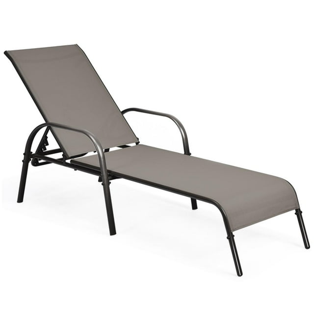 Giantex Chaise Longue, Chaises Longues Inclinables Réglables, Fauteuils Inclinables Pliants Mobilier de Patio pour Cour Arrière Pelouse, Brun