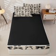 thumbnail image 4 of Erosebridal Dark Tone Bow Pattern Zipper Full Size Comforter Sets with Fitted Sheet and 2 Pillowcases,Cherry Fruit Print Zipper Bedding Set,Black Beige,Black Reversible, 4 of 6