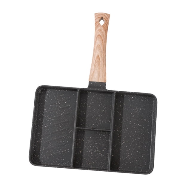 Divided Grill Breakfast Pan Divided Grill Maifan Stone Coating Aluminum Uniform Heating Anti Stick Multifunctional 4 Section Breakfast Pan for Frying Eggs Steak Vegetables