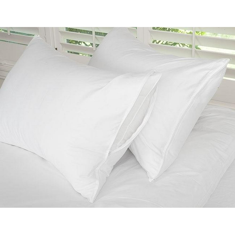 Cotton Zippered Pillow Protector Pair White / Standard