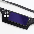 thumbnail image 3 of Riñonera ultrafina de piel para deportes al aire libre, jogging, viajes, cinturón para corredores con ranuras para tarjetas de crédito, orificio para auriculares, riñonera para correr, monedero de, 3 of 5