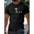 thumbnail image 2 of Whichone Men's 100% Cotton T-shirt Cross On The Chest Print Stylish Daiyly Wear,Black,Sizes S-2XL, 2 of 6