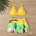 thumbnail image 4 of Ayolanni V-Neck Womens Tankini Tops Separate Yellow Skirt Tropical Two-Piece Sets Teen Swimsuits M, 4 of 9