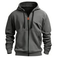 thumbnail image 3 of GIPQJK Tactical Hoodies for Men Full-Zip Fleece Lined Hooded Jackets Solid Color Casual Loose Outdoor Sweatshirts Zipper Long Sleeve Hooded Jacket,Dark Gray 4XL, 3 of 5