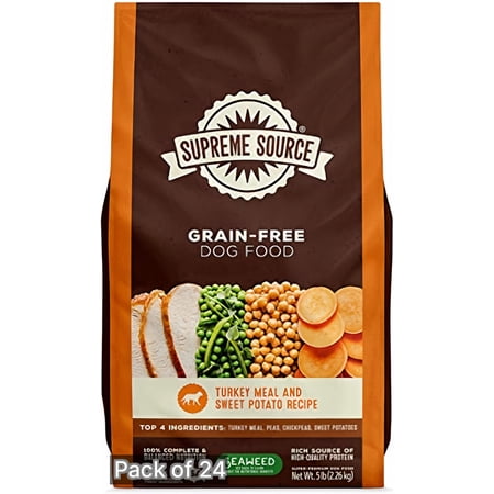 Supreme Source Grain Free Dry Dog Food, Turkey Meal & Sweet Potato Recipe, 5 Pound Bag (Pack of 24)