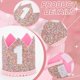 thumbnail image 3 of 1 diadema para el primer cumpleaños, sombrero de arcoíris de tela con purpurina, accesorios para fotos de cumpleaños, decoración de cumpleaños para accesorios de fiesta, rosa fuerte, 3 of 7