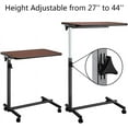 thumbnail image 4 of FCH 23.6 Inch Rolling Adjustable Multifunctional Lifting Computer Desk, Tilting Desktop, Sit Stand Laptop Desk TV Tray for Bed Sofa Hospital Reading Eating, Brown, 4 of 9