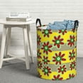 thumbnail image 2 of DouZhe Waterproof Collapsible Large Laundry Baskets, Cartoon Yellow Daisy Flowers Prints Circular Hamper with Handles, 2 of 6