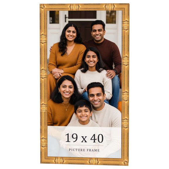19x40 Frame Gold Bamboo Solid Wood Picture Frame | 1 Inch Moulding Width | Interior Frame Depth