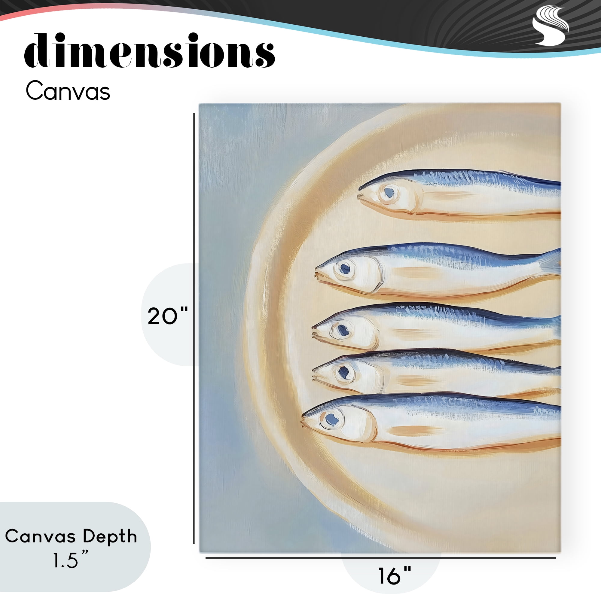 Stupell Industries Plate of Sardines Canvas Wall Art, design by The Prints Vibe