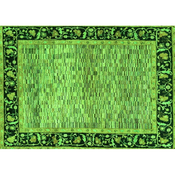 Ahgly Company Indoor Rectangle Oriental Green Modern Area Rugs, 2' x 3'