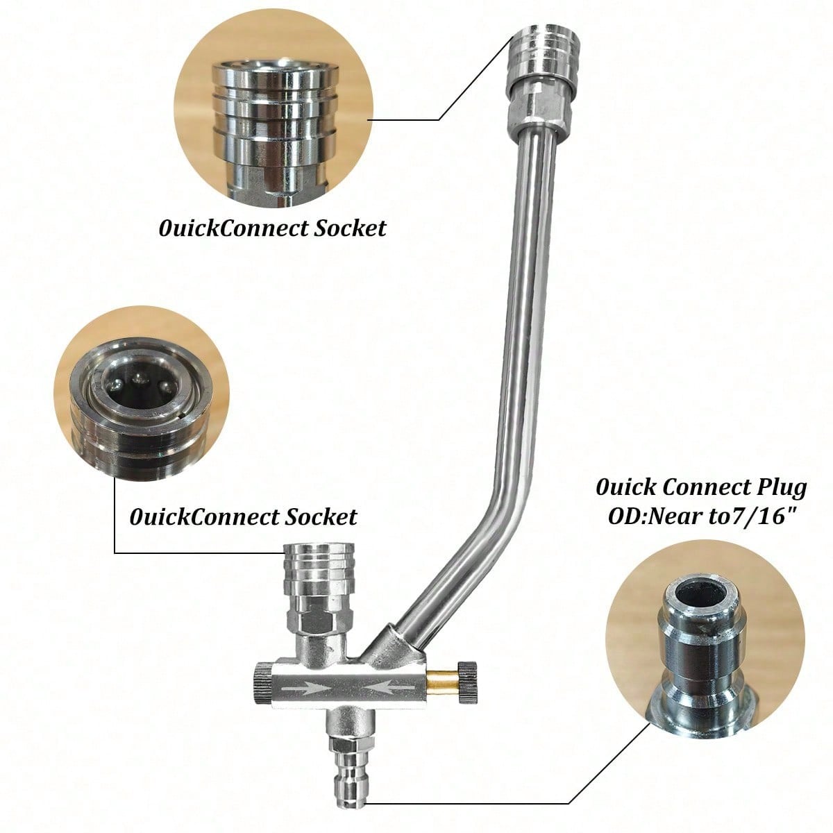 Tool Daily Foam Cannon Dual-Connector Accessory, Pressure Washer Double Tip Attachment for Soap Cannon, with 5 Pressure Washer Sprayer Nozzles, 1/4" Quick Connect