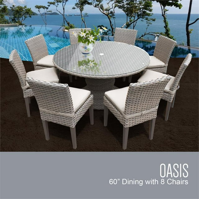 Monterey Table à Manger de Patio Extérieur 60 Pouces avec 8 Chaises Sans Accoudoirs