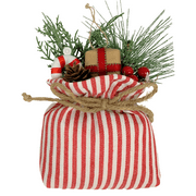 Holiday Time Red/White Gift Bag Ornament. Holly Holiday Theme. Red / Green / Brown / White Color.