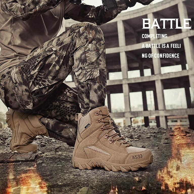 Mens Boots Winter Boots Large Size Couples Outdoor Special Forces Training Boots Mid Top Field Boots Winter Boots Men Insulated Rubber Boot Man Ride Boots Thigh High Lace up Boots Us Apparel
