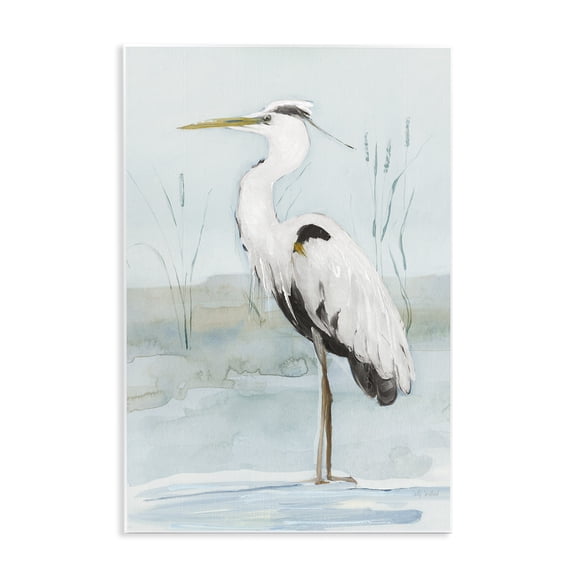 Stupell Industries Standing White Egret Animals Painting Unframed Art Print Wall Art, 10 x 15