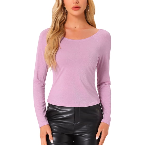 INSPIRE CHIC Blusa de Mujer Sin Mangas con Hombros Descubiertos, Pullover de Manga Larga, Camiseta Casual