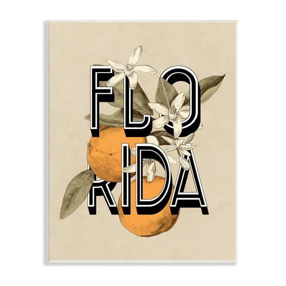 Stupell Industries Florida Orange Blossoms State Flower Typography Graphic Art Unframed Art Print Wall Art, Design by Daphne Polselli