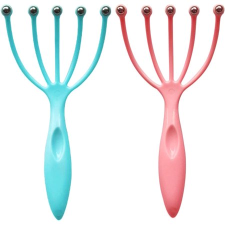 2PCS Scalp Massager,Handheld Claw Head Massager Stress Relief Head Massager Easy to Carry and Deep Relaxation to Promote Blood Crculation, Blue and Pink