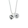 thumbnail image 2 of Delight Jewelry Silvertone Enamel Zebra Print Heart Silvertone Script Initial Disc - F - Charm Necklace, 20"+3", 2 of 4