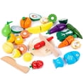 thumbnail image 4 of Juego de casa de juego creativa de madera maciza para niños, juguetes educativos cognitivos de corte con velcro de verduras y frutas, 4 of 5