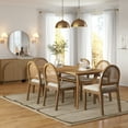 thumbnail image 2 of Nathan James Bailey 19 in. Boucle Dining Chair, Upholstered Side Chair with Natural Woven Rattan Back and Solid Wood Legs, Light Brown, 2 of 8