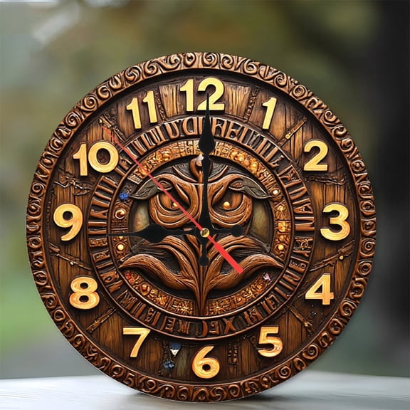 Wooden Owl Wall Clock Vintage Home Decor 10-Inch Silent Wooden Wall Clock, Battery Operated (AA Batteries Not Included), Artistic Home Decor