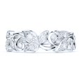 thumbnail image 2 of 6mm Wide Sterling Silver Fligree Leaves Petals Simulated Round Brilliant Cut Diamonds Wedding Ring (9), 2 of 6