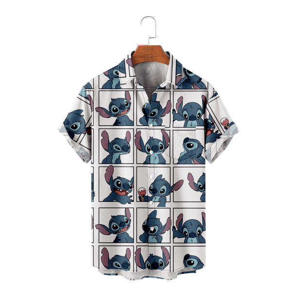 Disney Lilo Stitch T-shirts Short Sleeves Button Down Shirts Kawaii ...