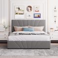 Queen Upholstered Platform Bed with Gas Lift up Storage, Queen Size Bed