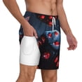 thumbnail image 3 of Goofa Cosmic Red Sparkle Dice Printed Men's Swim Trunks Board Shorts Quick Dry Mens Swimming Trunks with Compression Liner,Breathable Fit Hawaii Beach Shorts-3X-Large, 3 of 9