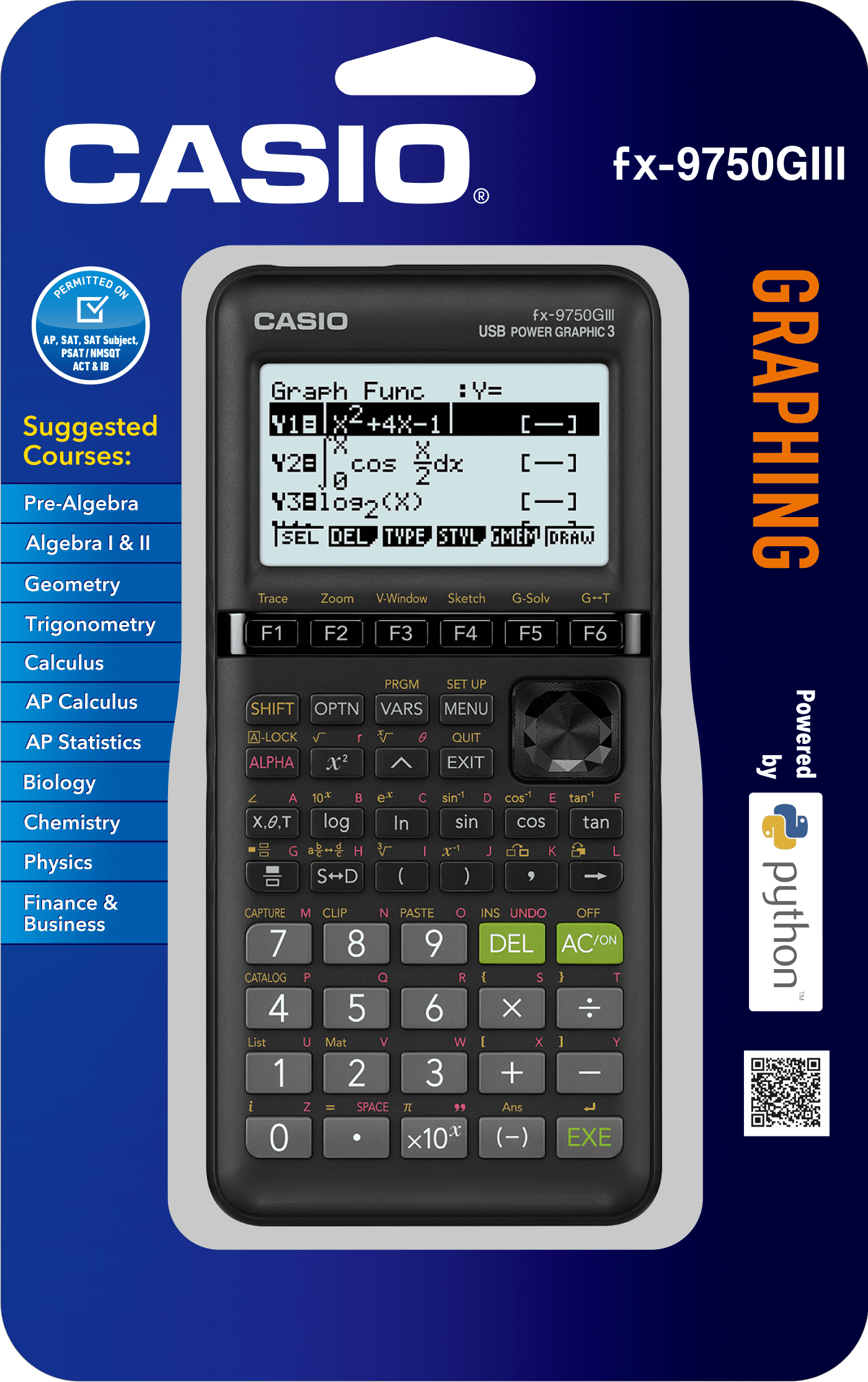 svulst fiber Bryde igennem Casio FX-9750Glll Graphing Calculator, Natural Textbook Display, Black -  Walmart.com