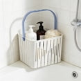 thumbnail image 4 of Handheld Shower Caddy Basket, Square Drainable Bath Storage Organizer, Plastic Toiletry Holder for Shampoo, Soap, Shower Gel and Bathroom Essentials Storage, White, 4 of 6