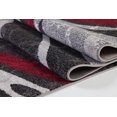 thumbnail image 3 of Tapis Moderne Contemporain à Motif de Vagues Noir et Rouge Foncé, 3 of 4