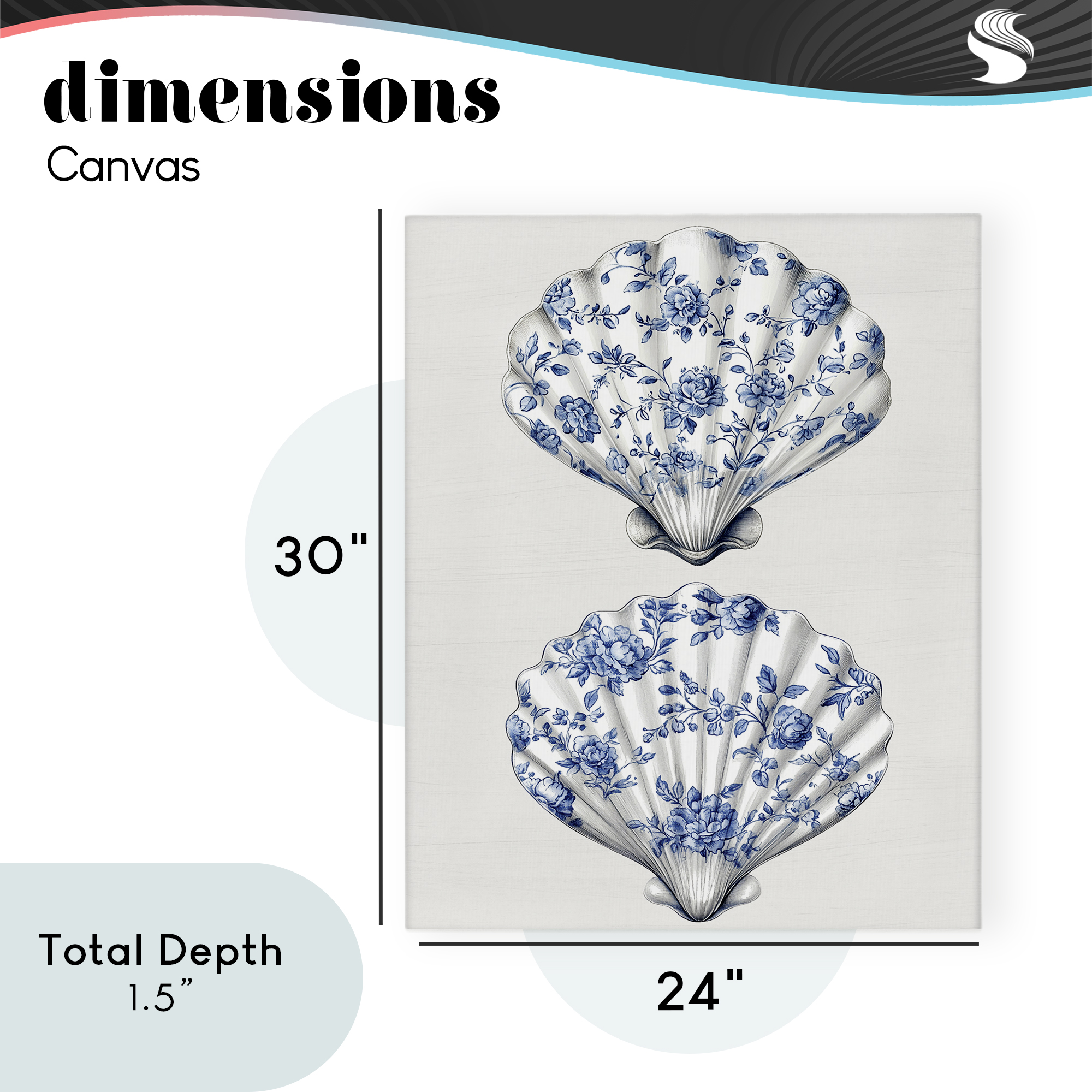Delicate Toile Seashells Canvas Wall Art, design by Lettered and Lined