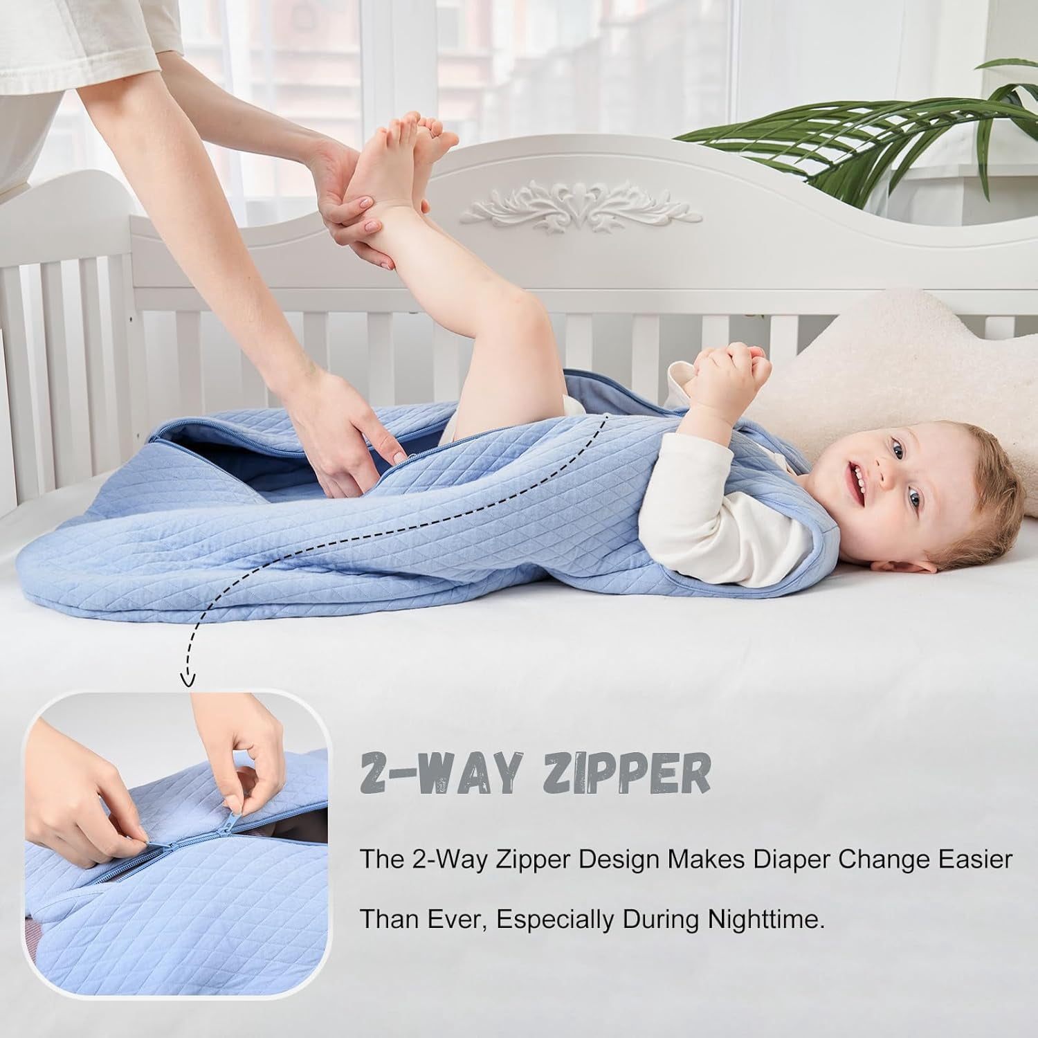 Yoofoss Baby Sleep Sack 0-6 Months TOG 2.5 Winter Baby Wearable Blanket, 100% Organic Cotton Infant Sleeping Sack 2-Way Zipper Warm Quilted Sleep Sack