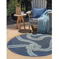 thumbnail image 4 of Unique Loom Outdoor Coastal Collection Area Rug - Tethered (7' Round Navy Blue/Ivory), 4 of 12