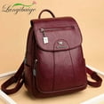 thumbnail image 2 of Women Backpack Soft Leather Vintage Shoulder Bag Casual Travel Ladies Female Bag-Wine Red, 2 of 6