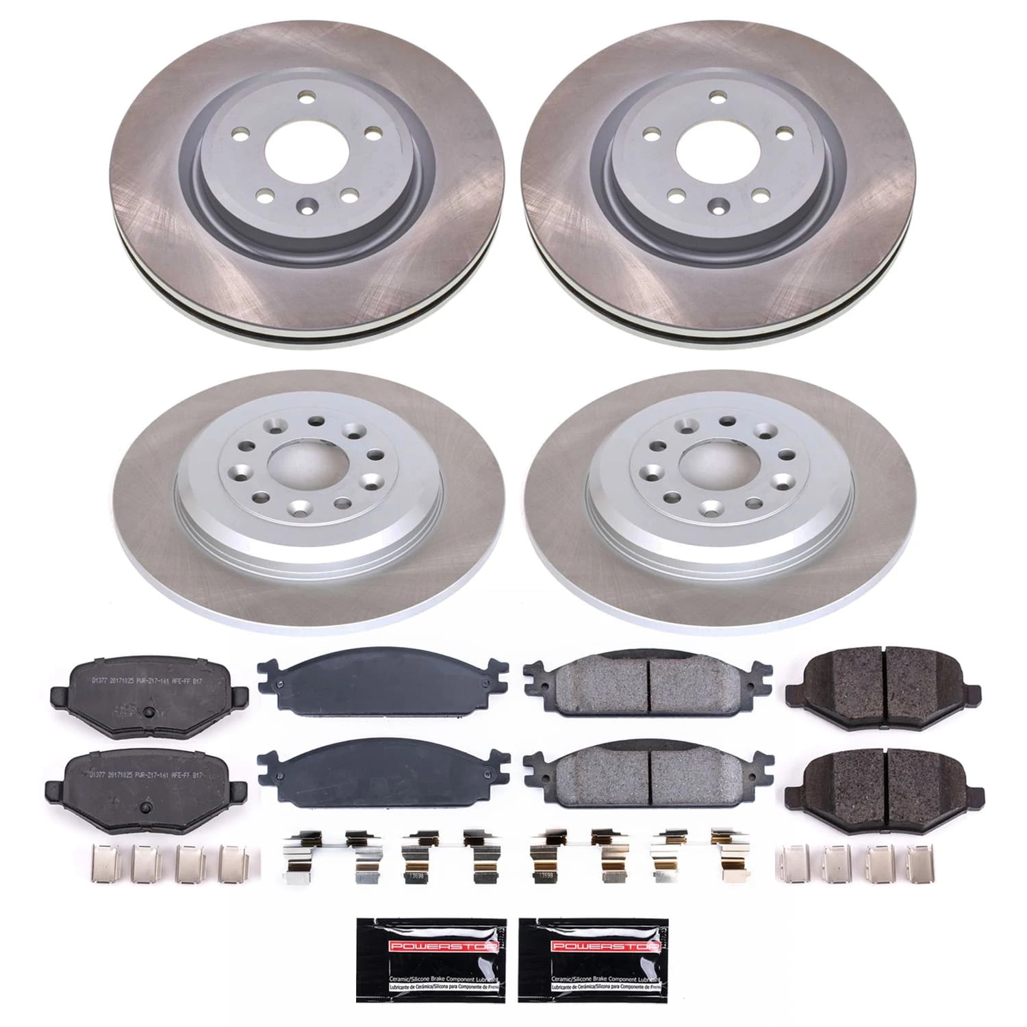 PowerStop Front and Rear Semi-Coated Rotor and Low-Dust Ceramic Brake Pad Kit SC5510