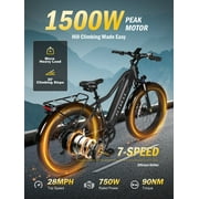 Electric Bike for Adults with Peak over 750W Brushless Motor, Over 20MPH Electric Mountain Bike, 26×4 Fat Tires Ebikes, (Gray)