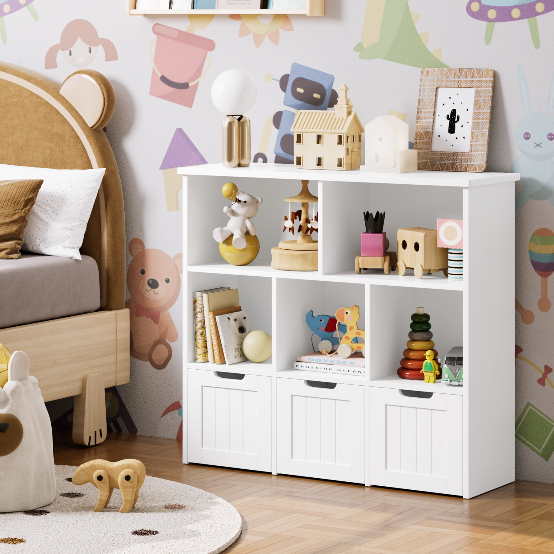 置物 moca051 Homfa Toy Storage Organizer with 3 Movable Drawers, 5 Cube