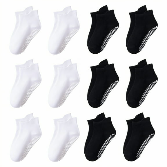 TELOLY 12Pairs Kids Socks,1-3Years Old Non Slip Socks,Color Matching Baby Girl Socks,Combination1,M