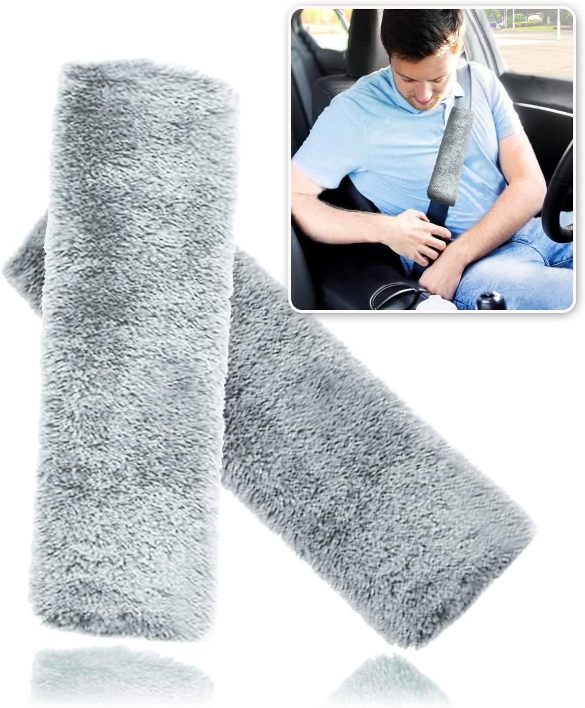 2pcs Gray Safe Belt Shoulder Protect Relaxing Kits Car Interior Accessories Trim 